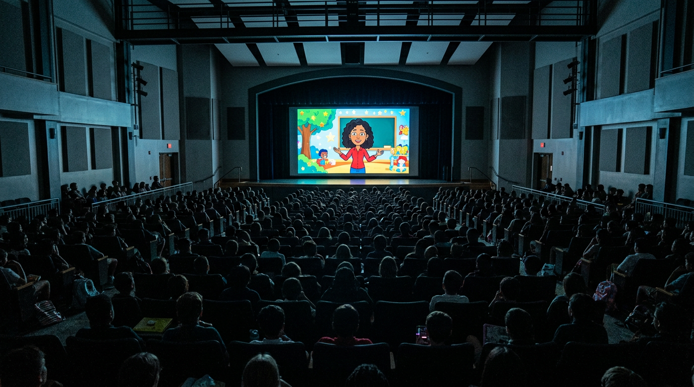 Classes screened in school auditoriums